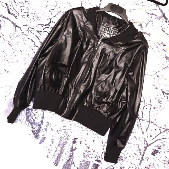 FAUX LEATHER JACKET 3X Last Kiss Black Goth Punk Pleather Y2K 90s Classic Fall - Picture 1 of 8